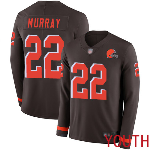 Cleveland Browns Eric Murray Youth Brown Limited Jersey #22 NFL Football Therma Long Sleeve